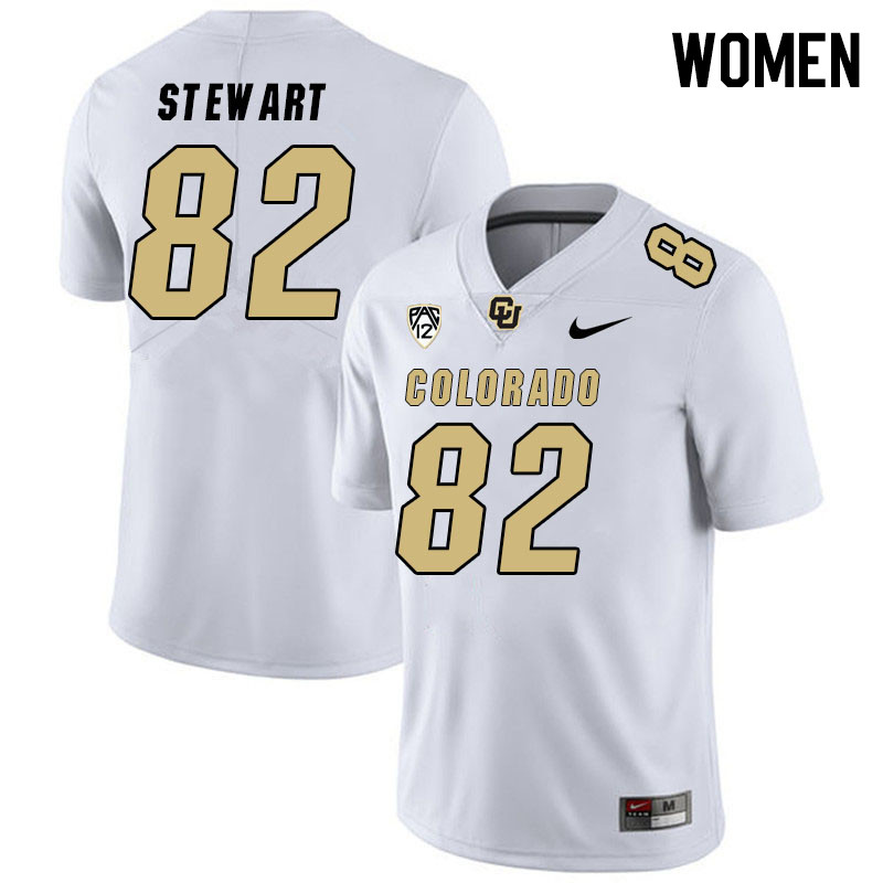 Women #82 Kendal Stewart Colorado Buffaloes College Football Jerseys Stitched Sale-White